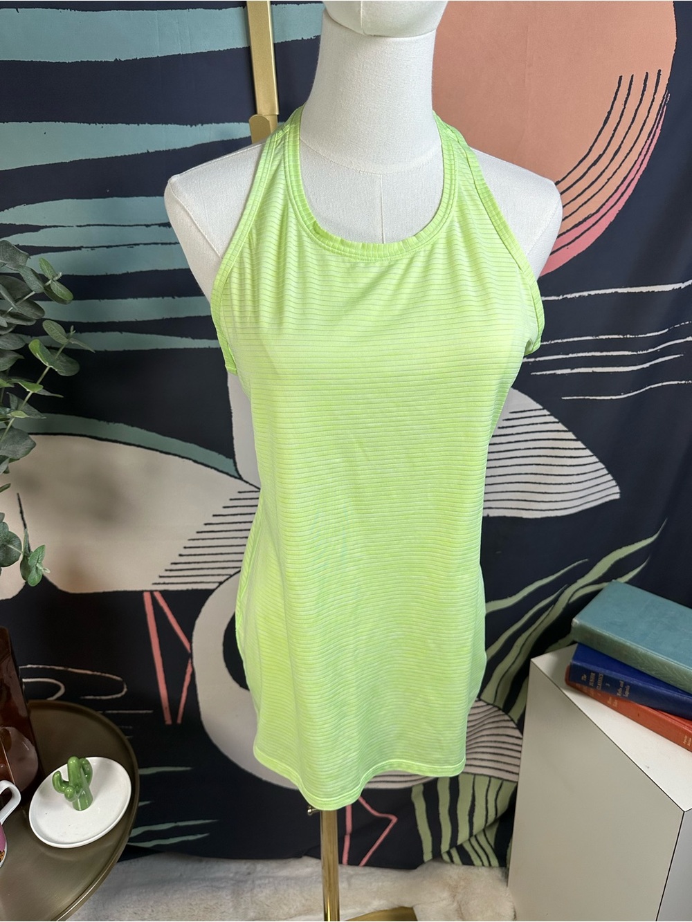 Athleta Neon Lime Halter Long Tank Top size Small